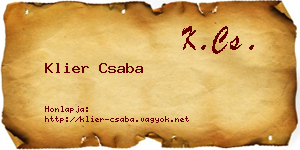 Klier Csaba névjegykártya